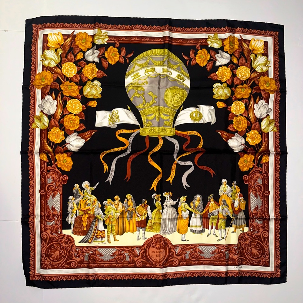 LOEWE Silk Twill 150 Anniversary Scarf Vintage 1996 RARE